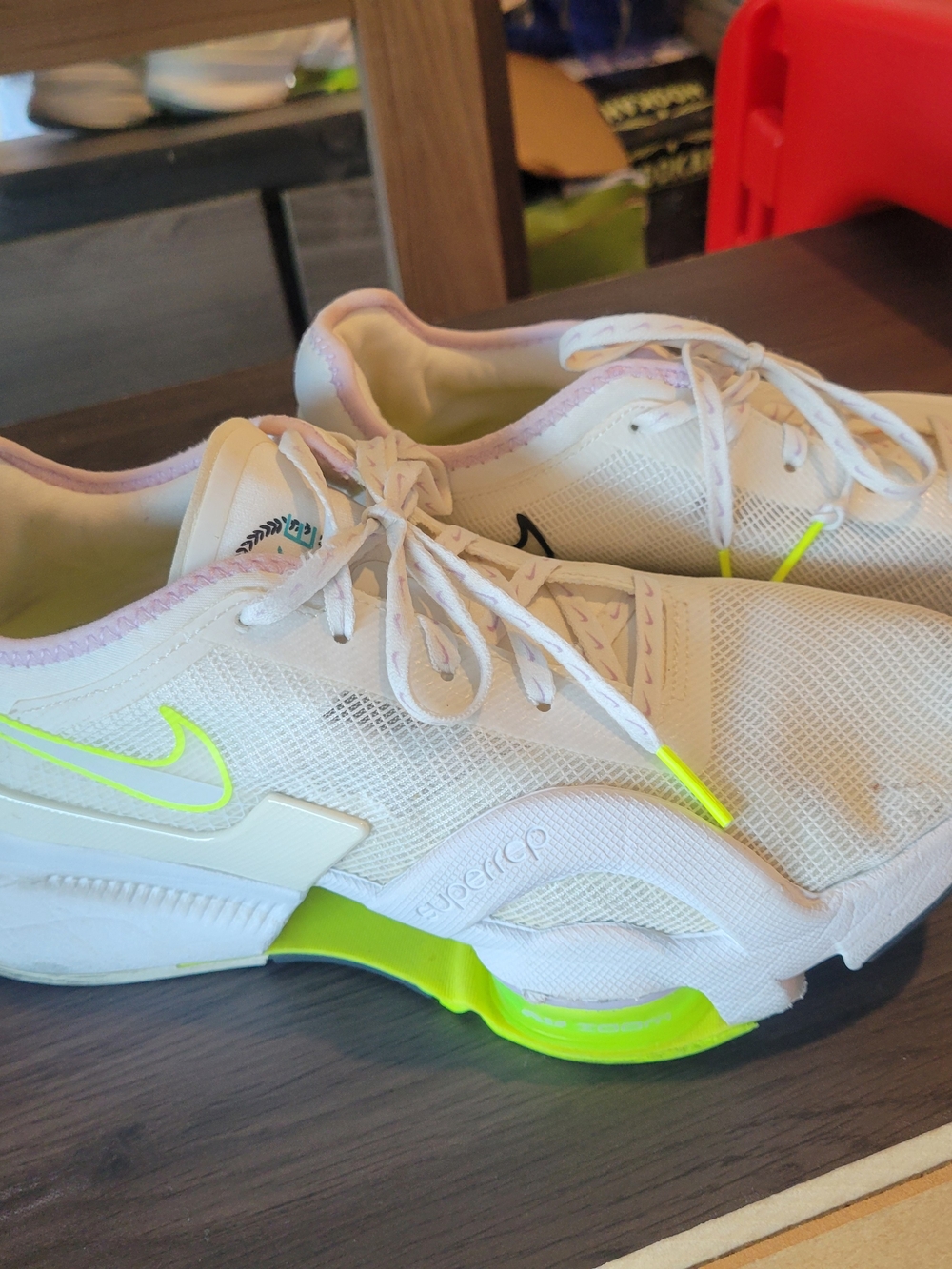 Nike White with Neon Yellow Accent Running Sneakers